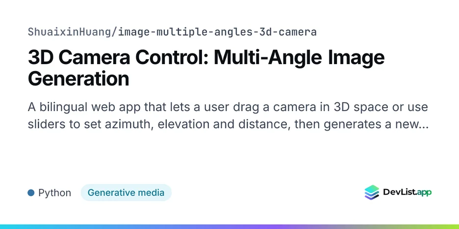 3D Camera Control: Multi-Angle Image Generation