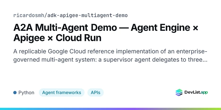 A2A Multi-Agent Demo — Agent Engine × Apigee × Cloud Run