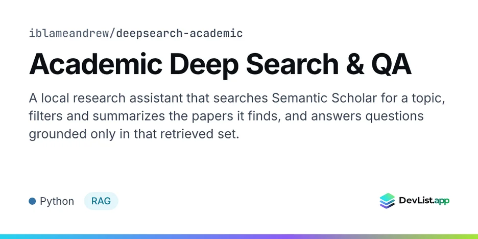 Academic Deep Search & QA