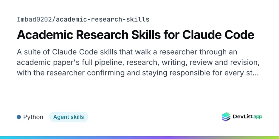 Academic Research Skills for Claude Code