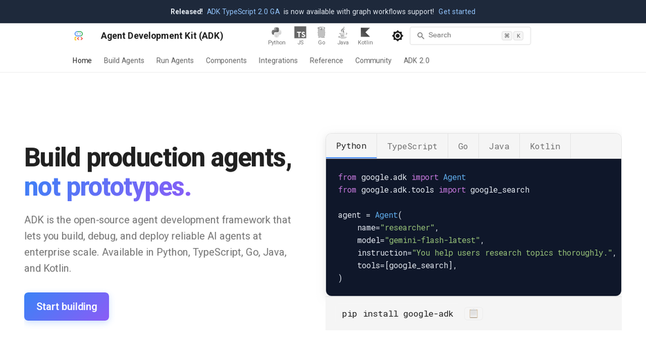 Agent Development Kit (ADK) for TypeScript
