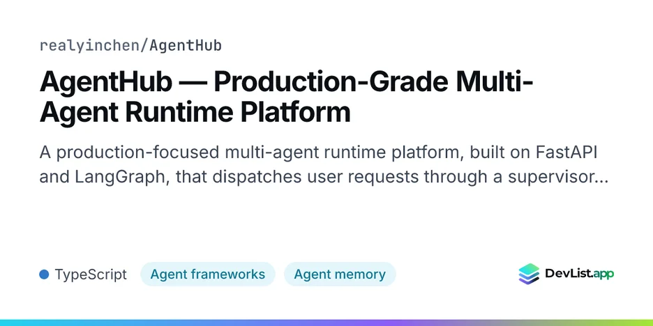 AgentHub — Production-Grade Multi-Agent Runtime Platform
