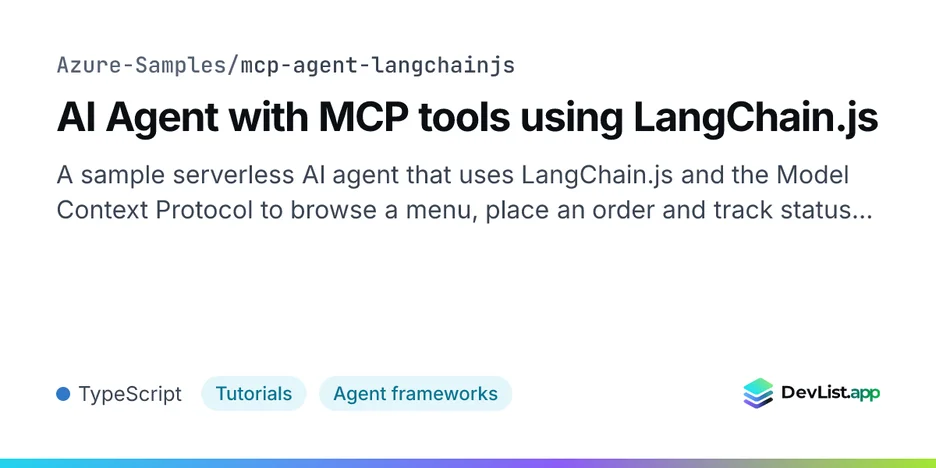 AI Agent with MCP tools using LangChain.js