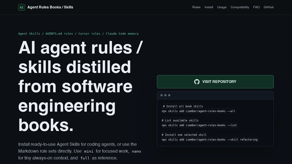 AI agents Rules / Skills from Programming Books