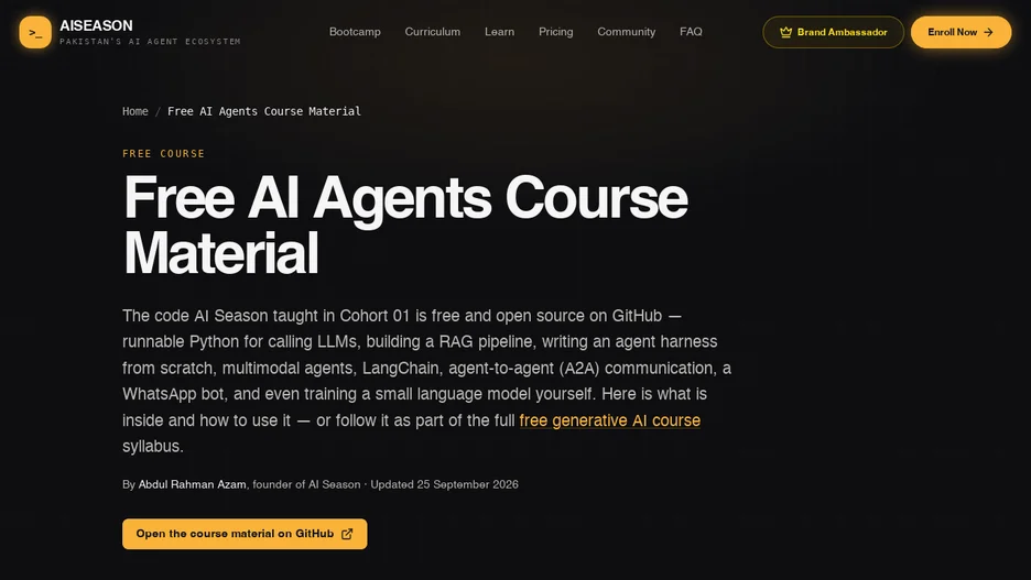 AI Season — AI Agents Bootcamp: Course Material