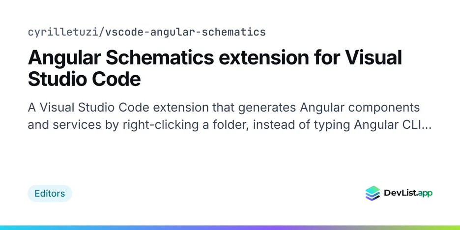 Angular Schematics extension for Visual Studio Code