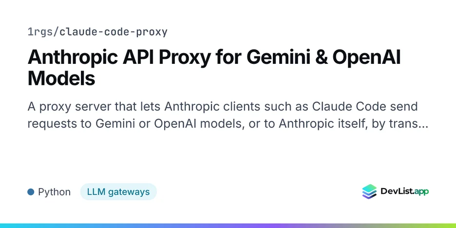 Anthropic API Proxy for Gemini & OpenAI Models