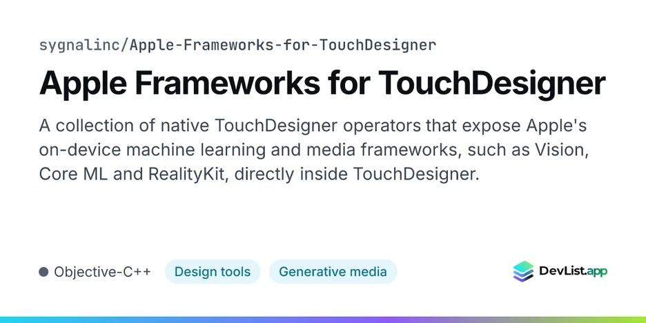Apple Frameworks for TouchDesigner