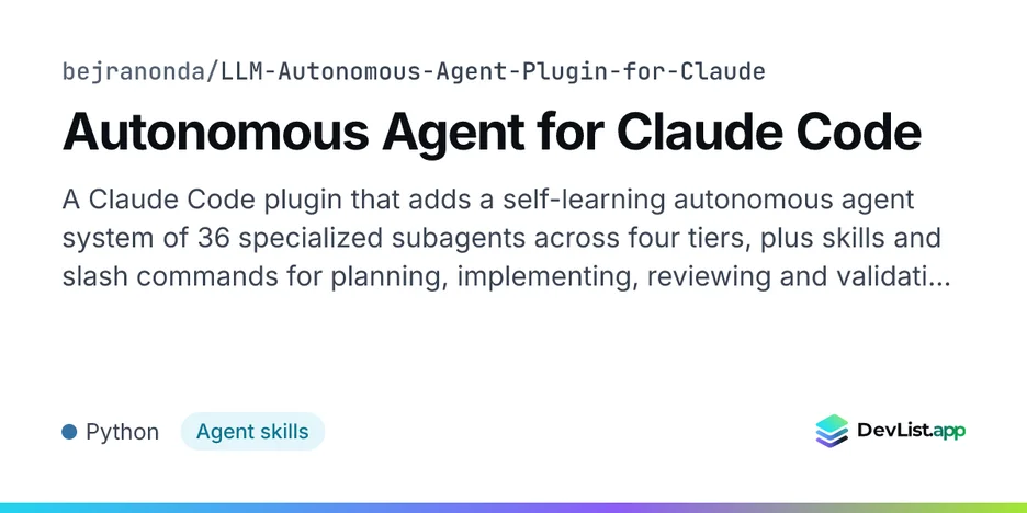 Autonomous Agent for Claude Code