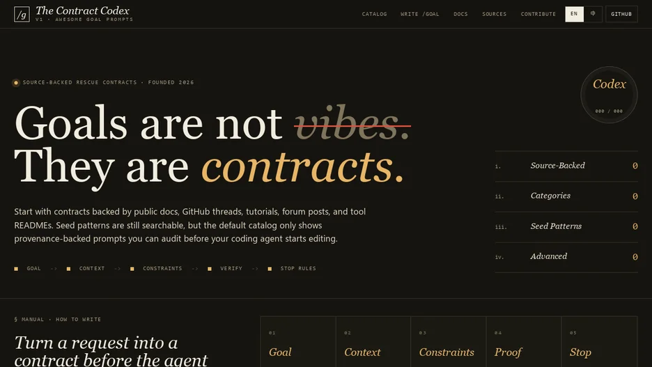 Awesome Goal Prompts — Coding Agent Rescue Contracts