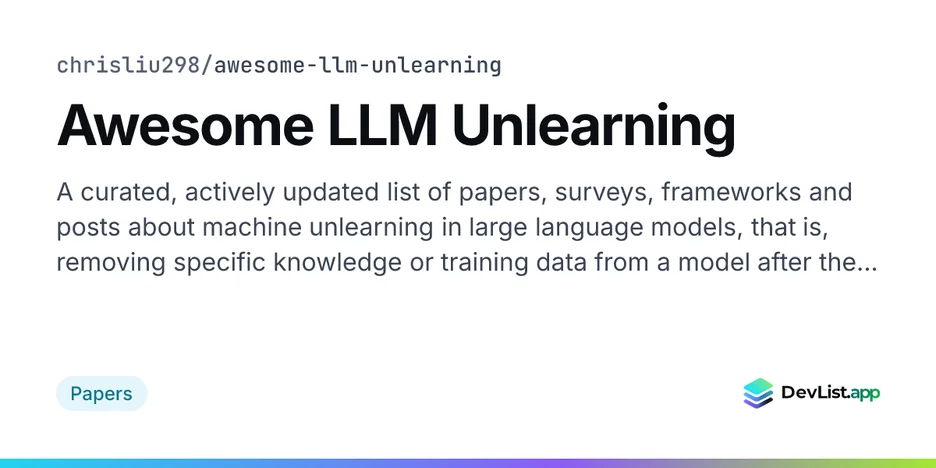 Awesome LLM Unlearning