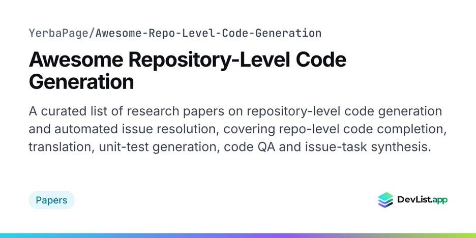 Awesome Repository-Level Code Generation