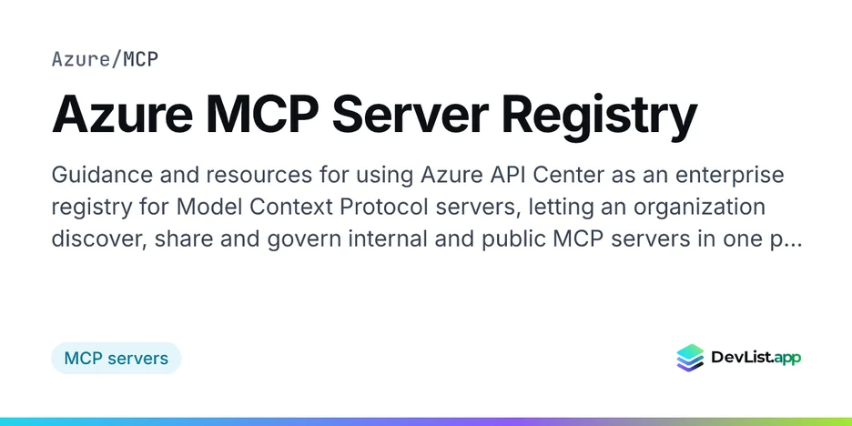 Azure MCP Server Registry