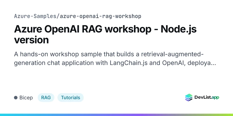 Azure OpenAI RAG workshop - Node.js version