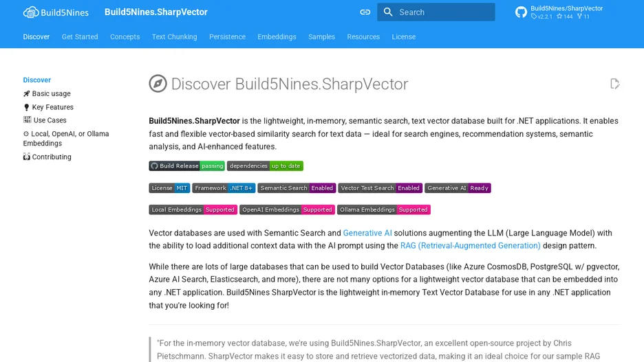 Build5Nines SharpVector
