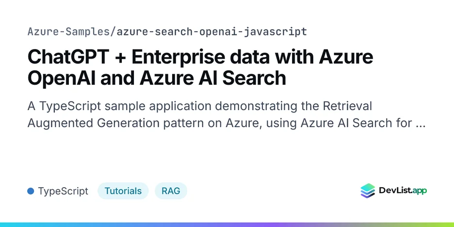 ChatGPT + Enterprise data with Azure OpenAI and Azure AI Search
