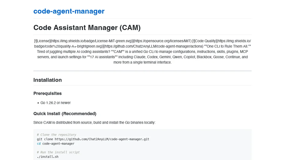 Code Assistant Manager (CAM)
