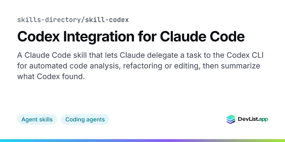 Codex Integration for Claude Code