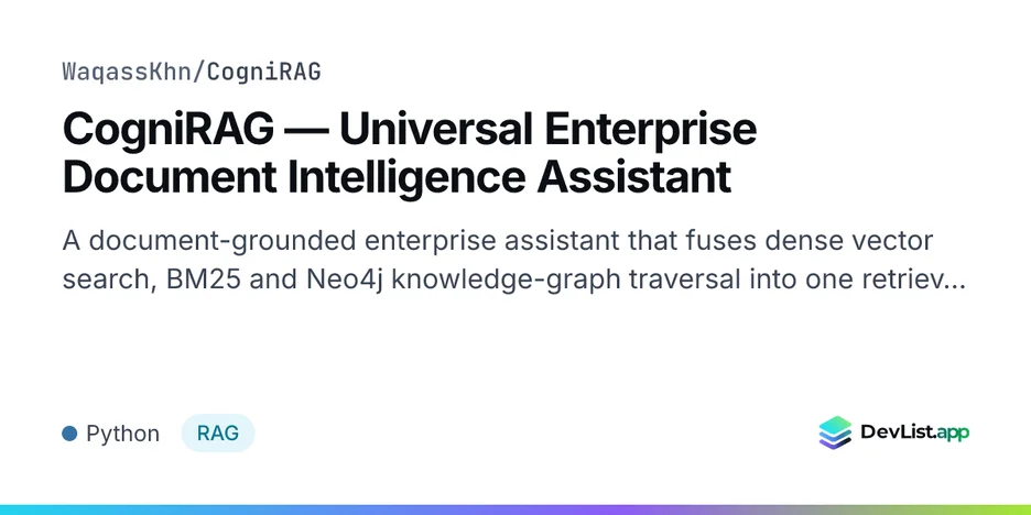 CogniRAG — Universal Enterprise Document Intelligence Assistant
