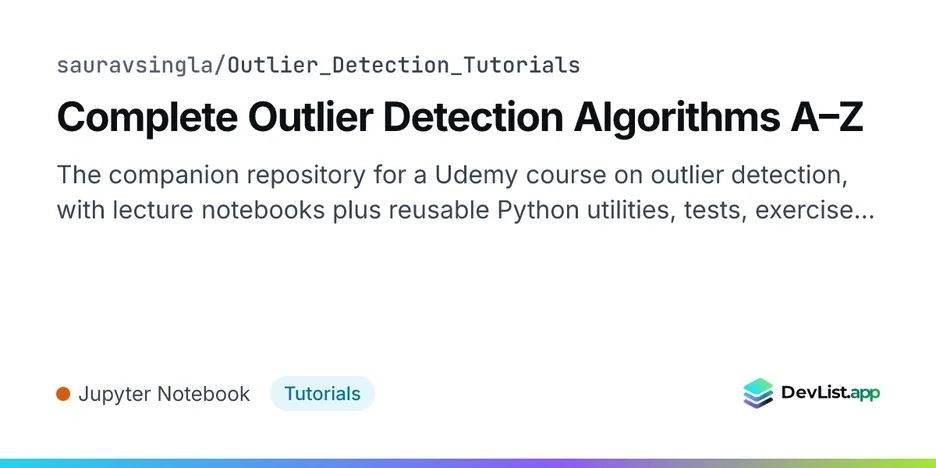 Complete Outlier Detection Algorithms A–Z