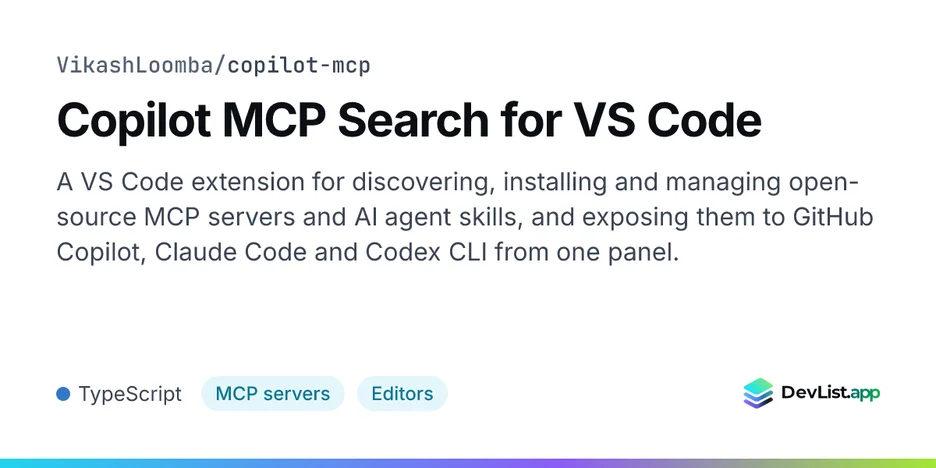 Copilot MCP Search for VS Code