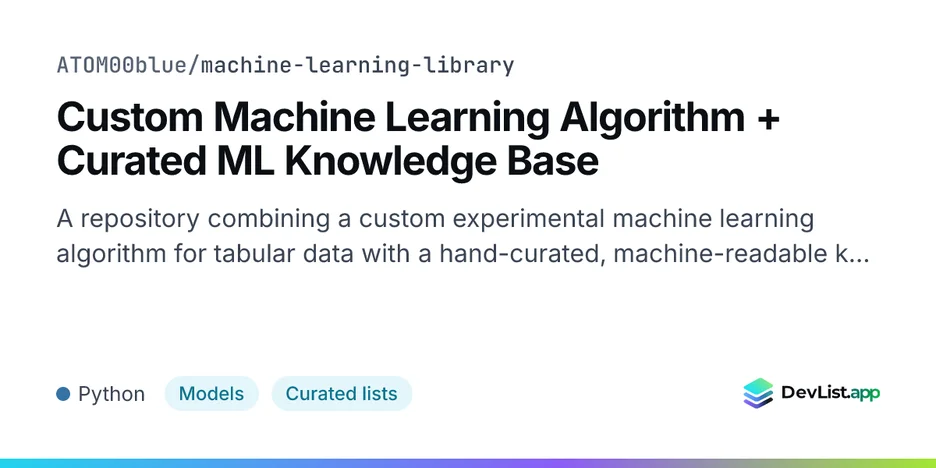 Custom Machine Learning Algorithm + Curated ML Knowledge Base