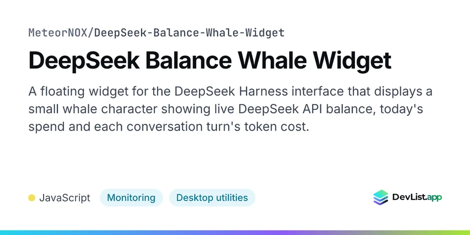 DeepSeek Balance Whale Widget