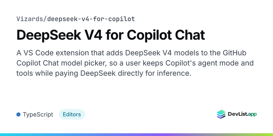 DeepSeek V4 for Copilot Chat