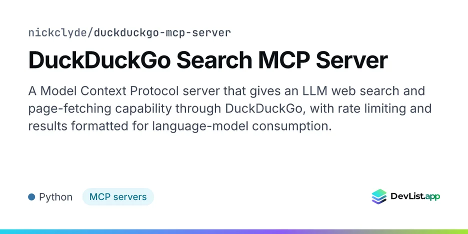 DuckDuckGo Search MCP Server