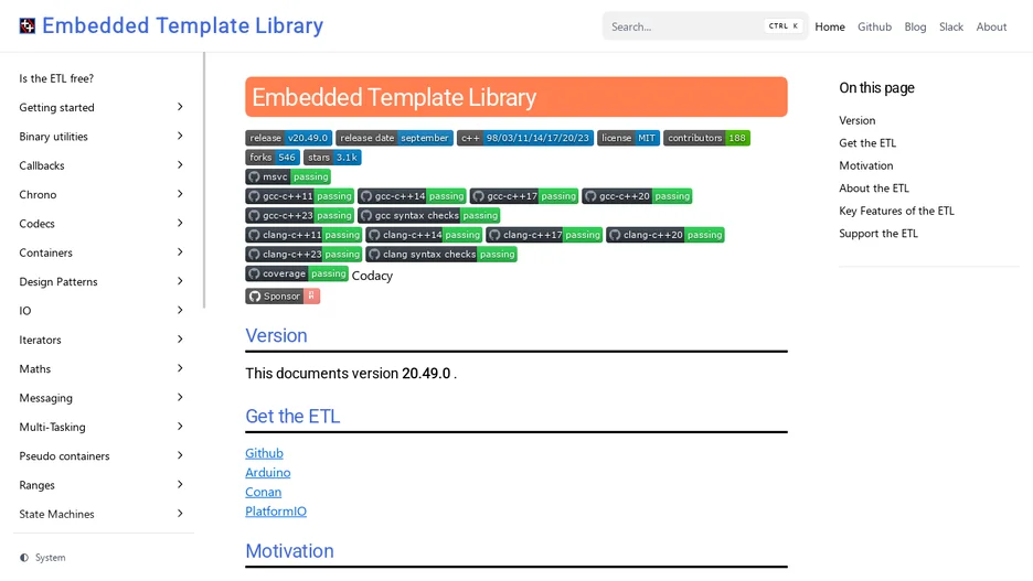 Embedded Template Library (ETL)