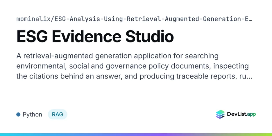 ESG Evidence Studio