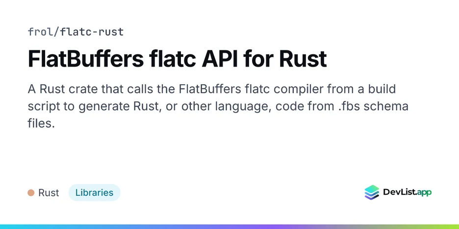 FlatBuffers flatc API for Rust