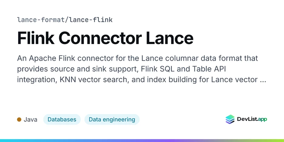 Flink Connector Lance