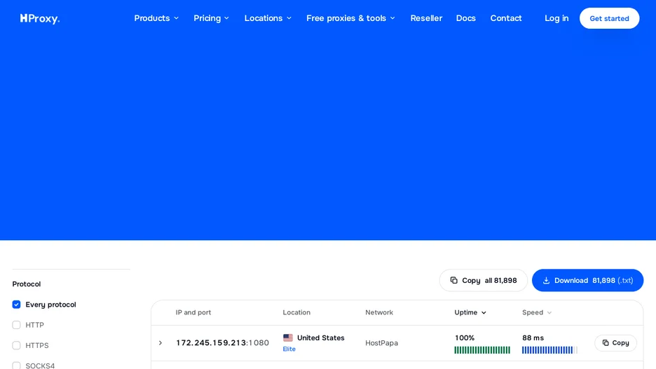 Free proxy list, verified around the clock