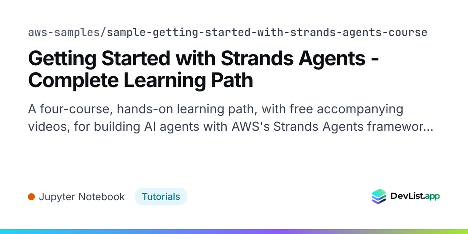Getting Started with Strands Agents - Complete Learning Path