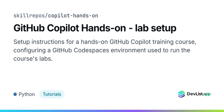 GitHub Copilot Hands-on - lab setup