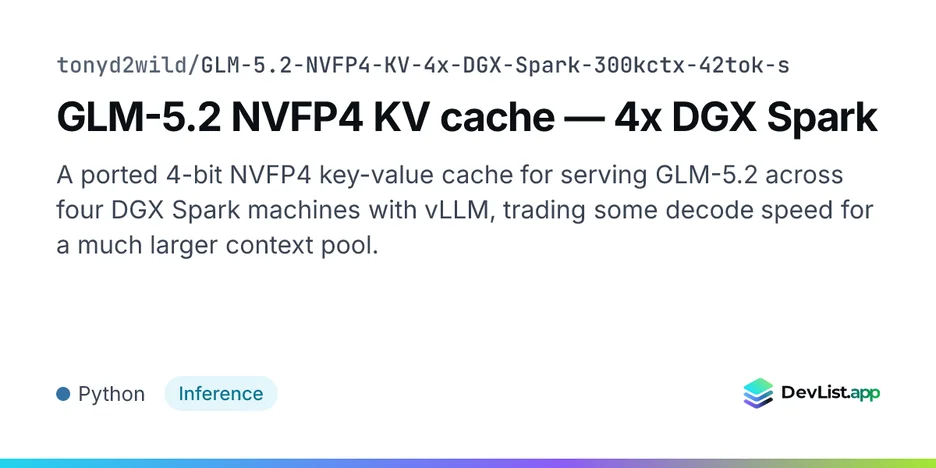 GLM-5.2 NVFP4 KV cache — 4x DGX Spark