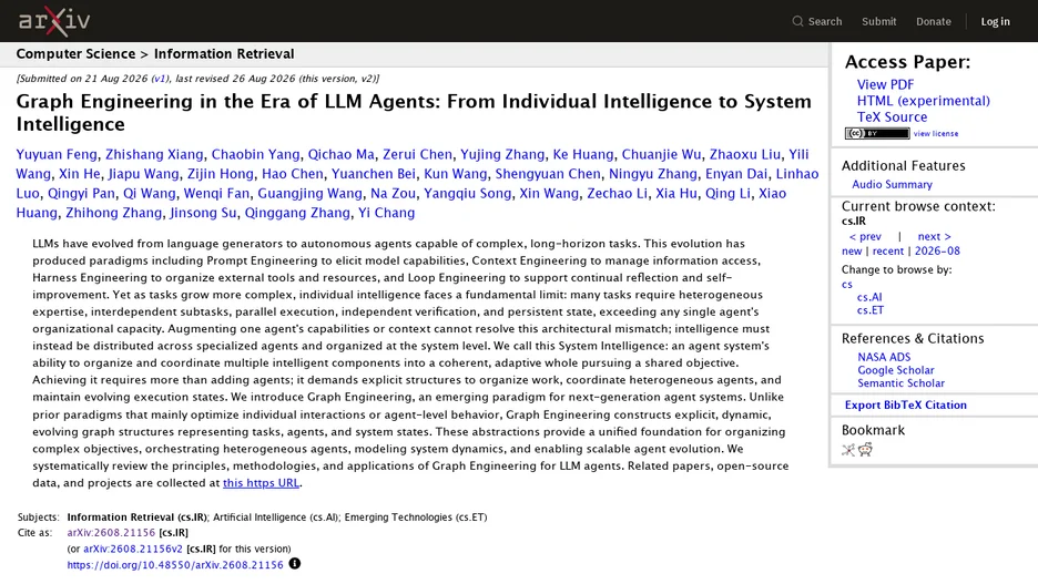 Graph Engineering in the Era of LLM Agents: From Individual Intelligence to System Intelligence