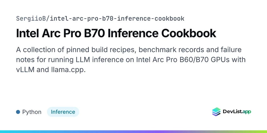 Intel Arc Pro B70 Inference Cookbook