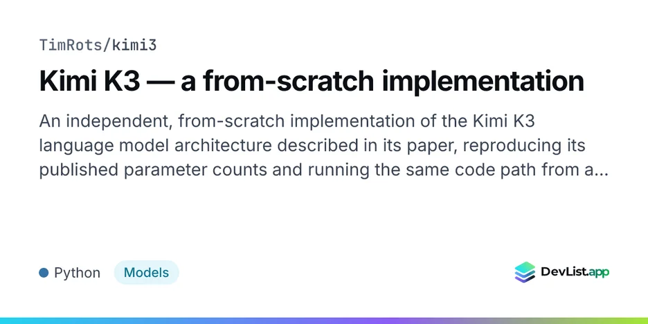 Kimi K3 — a from-scratch implementation