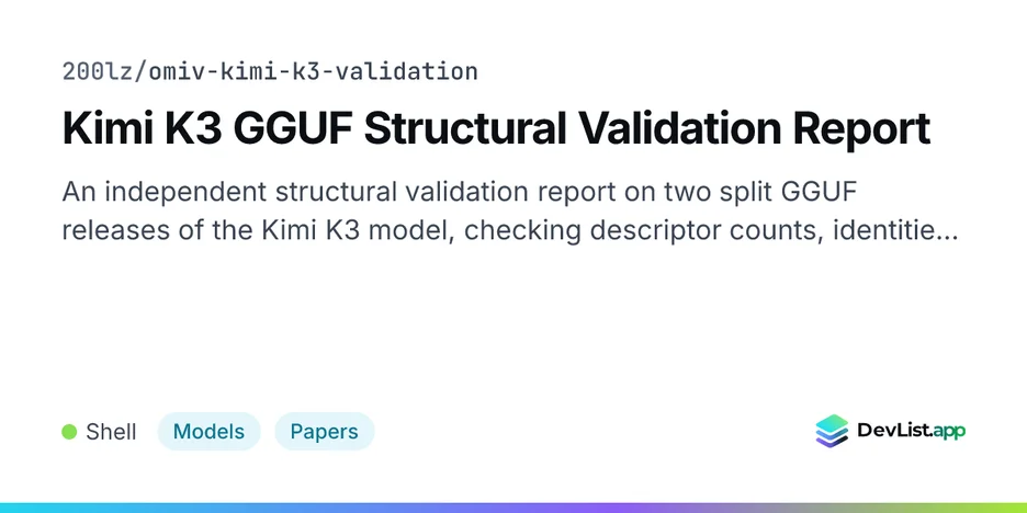 Kimi K3 GGUF Structural Validation Report