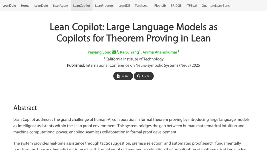 Lean Copilot: LLMs as Copilots for Theorem Proving in Lean