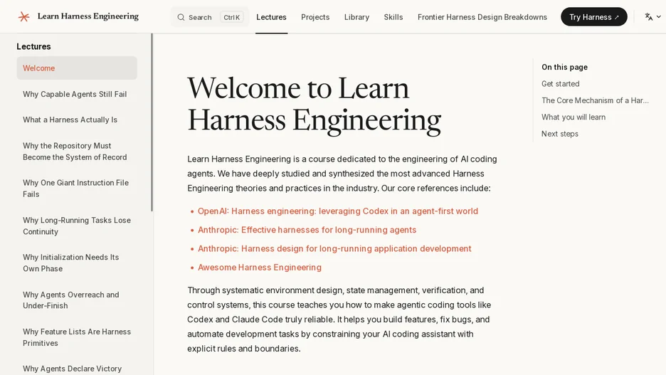 Learn Harness Engineering