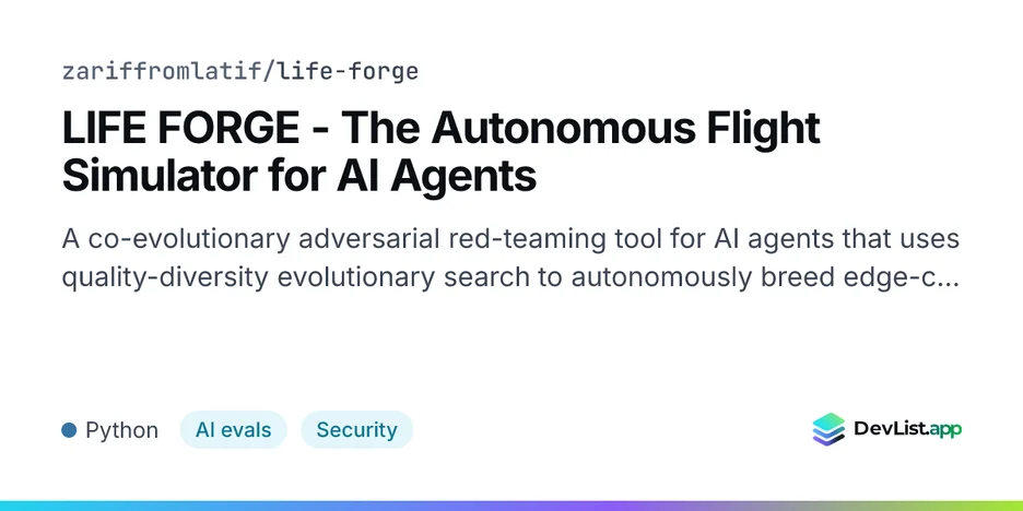 LIFE FORGE - The Autonomous Flight Simulator for AI Agents