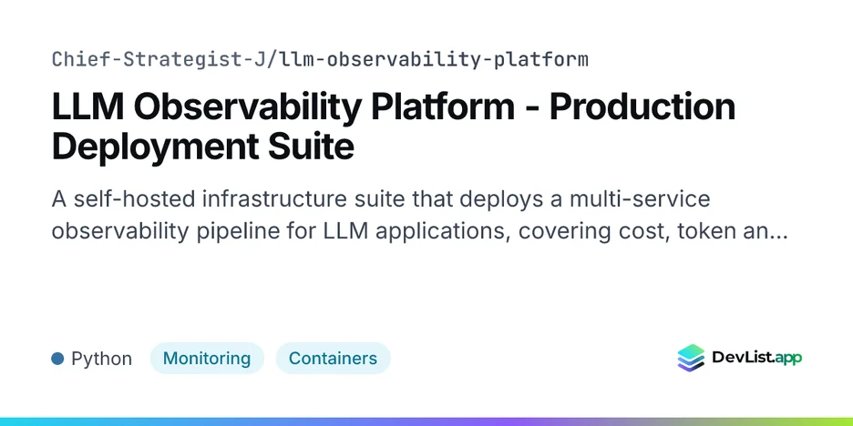 LLM Observability Platform - Production Deployment Suite