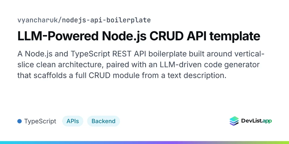 LLM-Powered Node.js CRUD API template