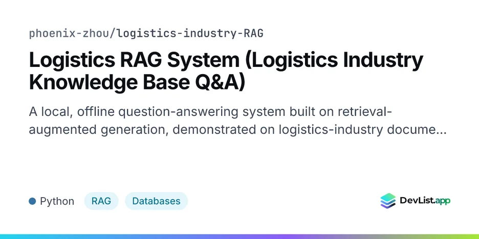 Logistics RAG System (Logistics Industry Knowledge Base Q&A)