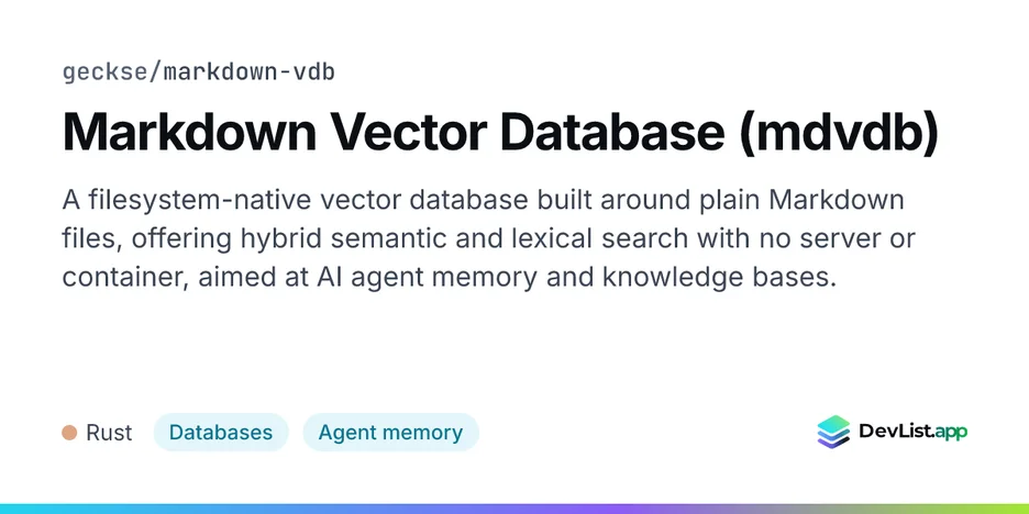 Markdown Vector Database (mdvdb)