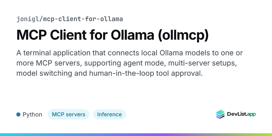 MCP Client for Ollama (ollmcp)