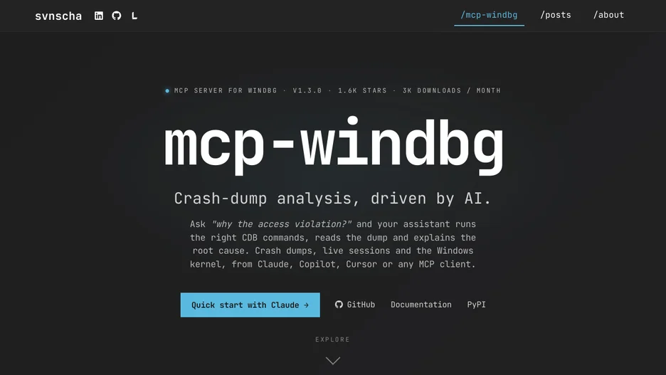 MCP Server for WinDbg Crash Analysis